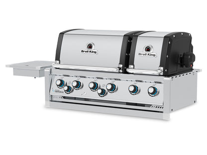 Broil King 11-Foot Outdoor Kitchen Island with Imperial S 690i 6-Burner Gas Grill, Rotisserie, Side Burner & Refrigerator (Right Orientation)